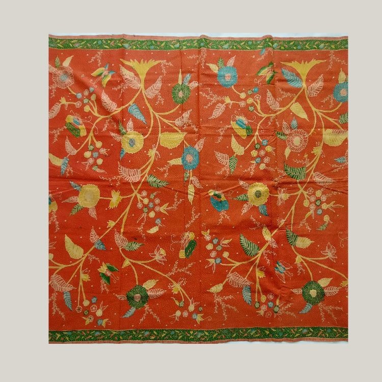 Vintage 1950’s Orange Green Encim Pekalongan Saroong