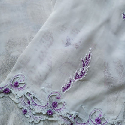 Vintage Broken White with Purple Embroidery Encim Kebaya