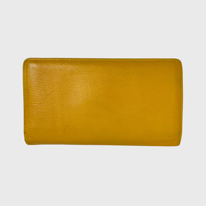 Vintage Slim Yellow Leather Long Wallet