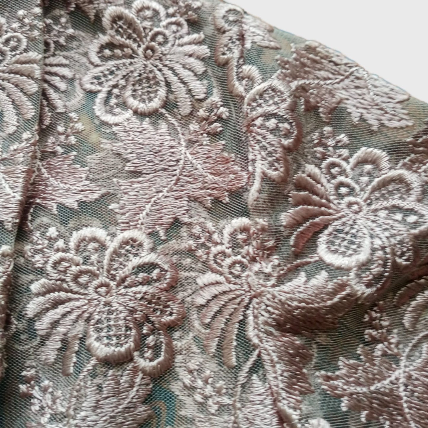 Vintage Gray Floral Kutubaru Lace Kebaya