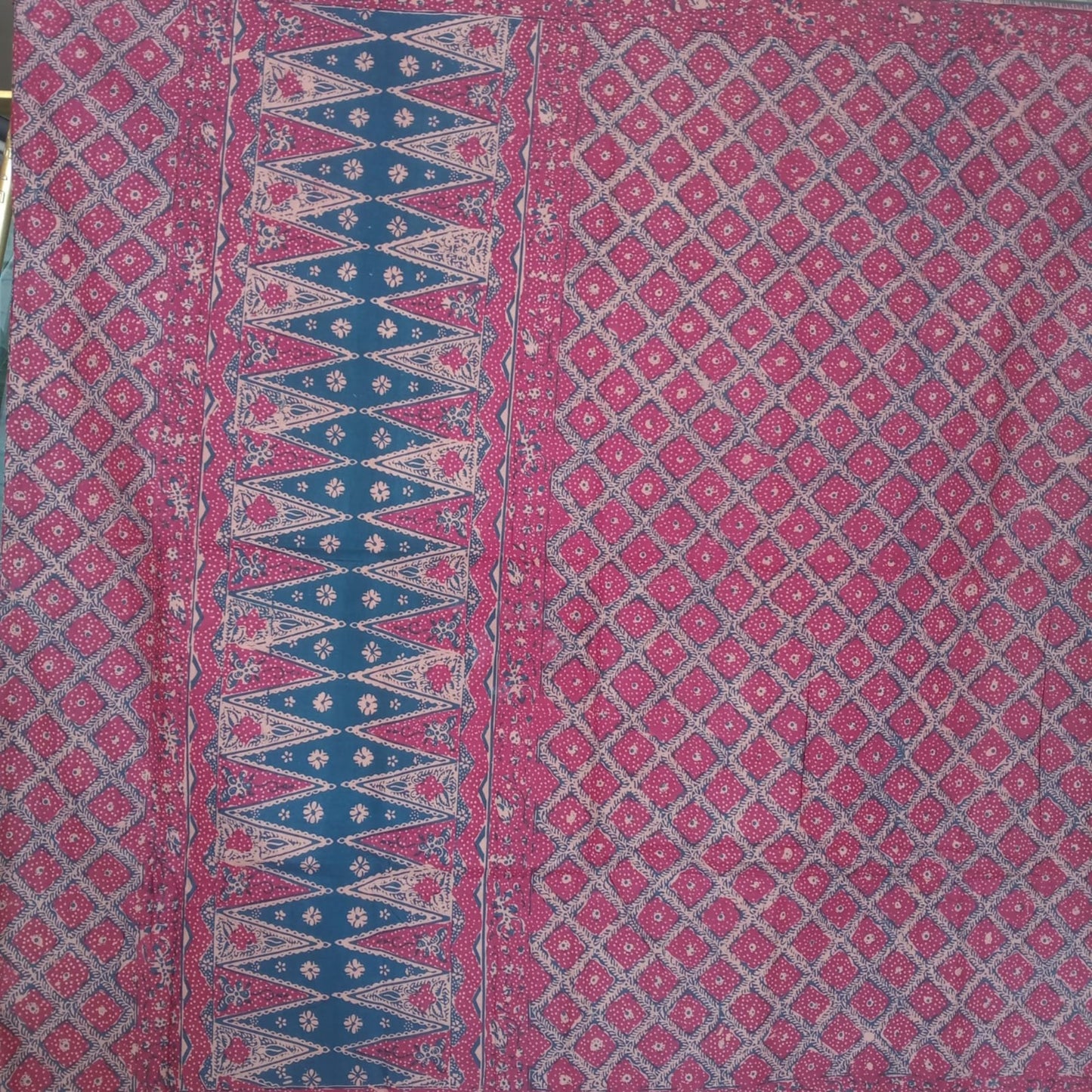 1980s Tumpal Pasung Petunia Flower Saroong Shawl