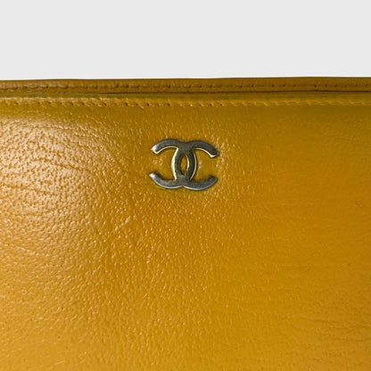 Vintage Slim Yellow Leather Long Wallet