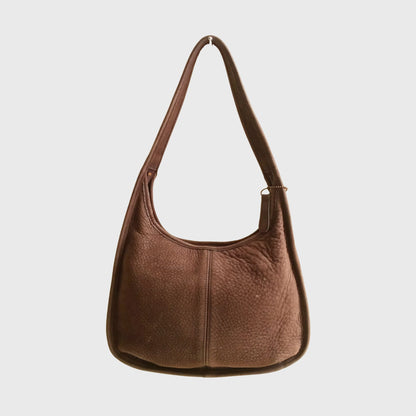 1990s Leather Nubuck Hobo Brown Shoulder Bag