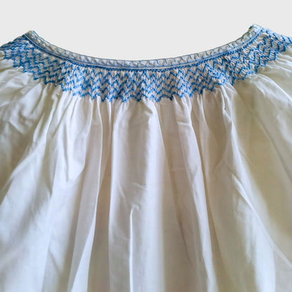 Vintage Bohemian Blouse with Blue Embroidery