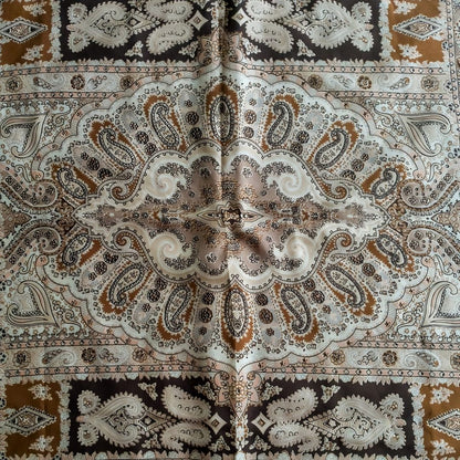 Silk Brown Scarf with Paisley Motifs