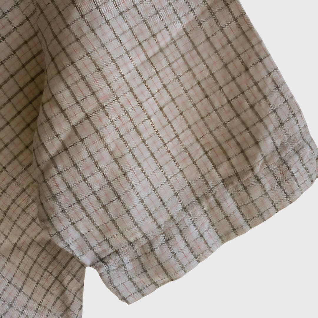Vintage Short Sleeve Plaid Blouse