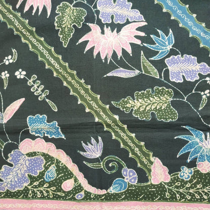 Vintage Indonesian Flower Lereng Green Pink Blue Batik Kain