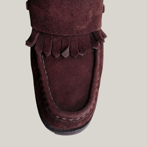 1990s Tassel Suede Dark Brown Heels