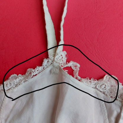 Indonesian Vintage Camisole in White with Kerancang Embroidery