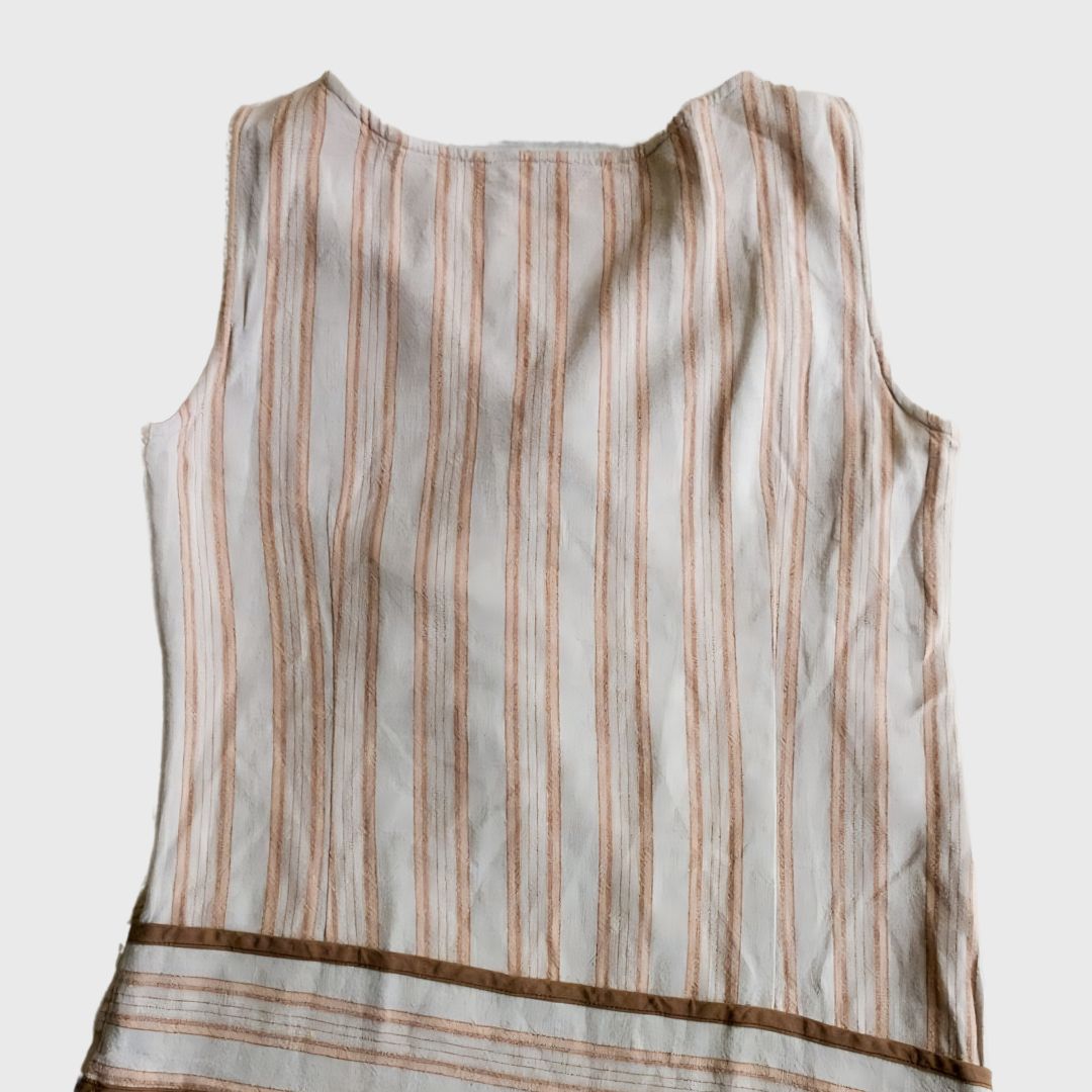 Vintage Brown Striped Low Waisted Dress