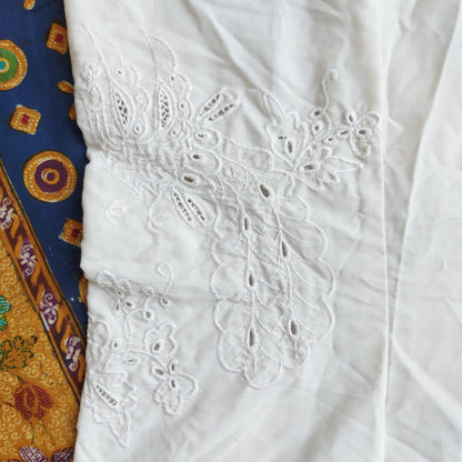 Indonesian Vintage White Camisole with Peacock Embroidery