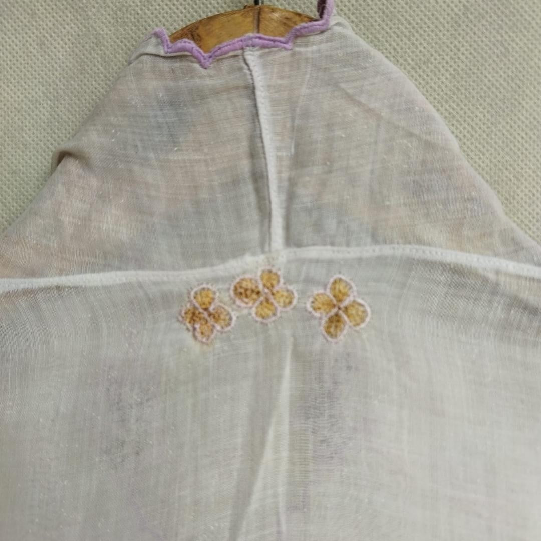 Vintage White Kebaya Voile Purple Embroidery