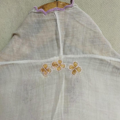 Vintage White Kebaya Voile Purple Embroidery