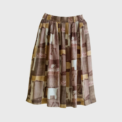 Vintage Brown Abstract Skirt