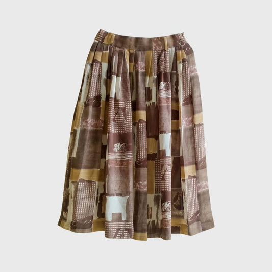 Vintage Brown Abstract Skirt