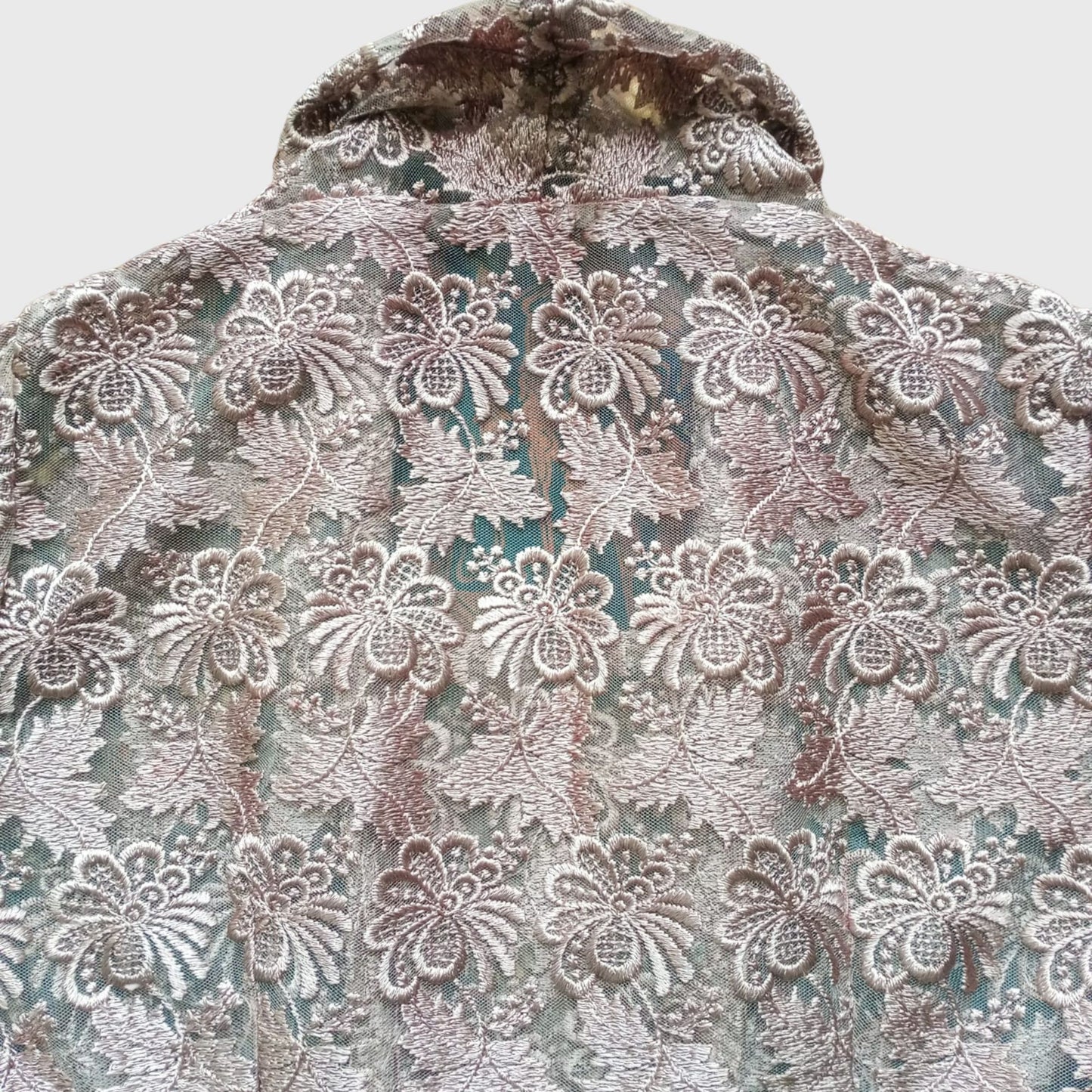 Vintage Gray Floral Kutubaru Lace Kebaya