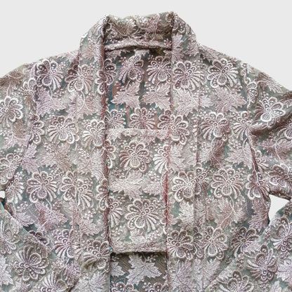 Vintage Gray Floral Kutubaru Lace Kebaya