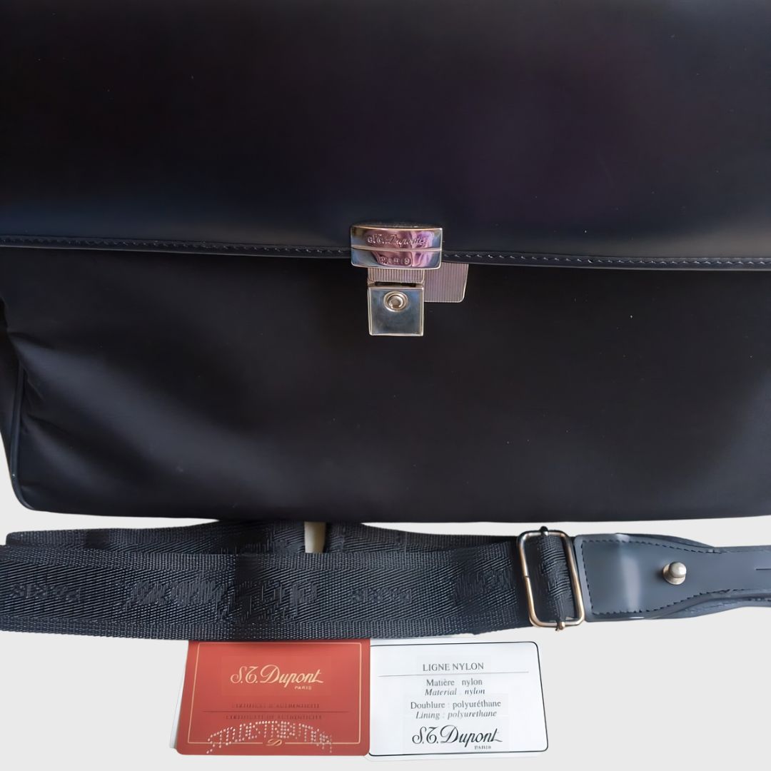 Vintage Business Black Leather Briefcase Bag