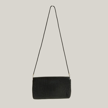 Vintage Envelope Gold Tone Black Metal Mesh Sling Bag