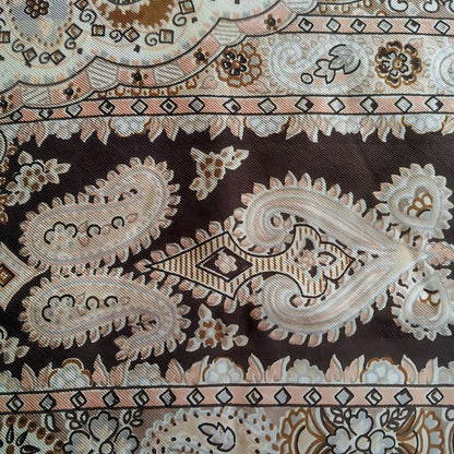 Silk Brown Scarf with Paisley Motifs