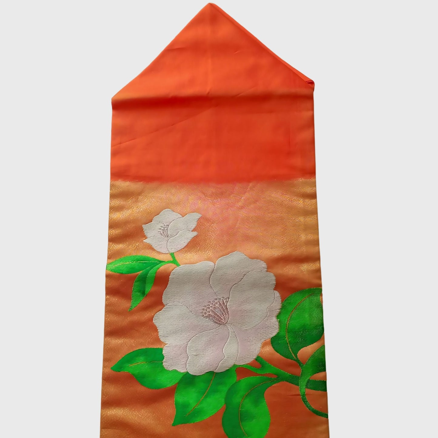 Vintage Japanese Rose Obi In Orange