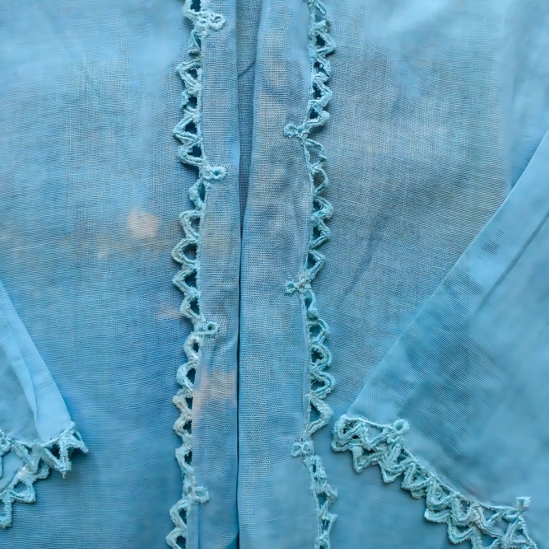 Vintage Light Blue Kebaya Encim Triangle Embroidery