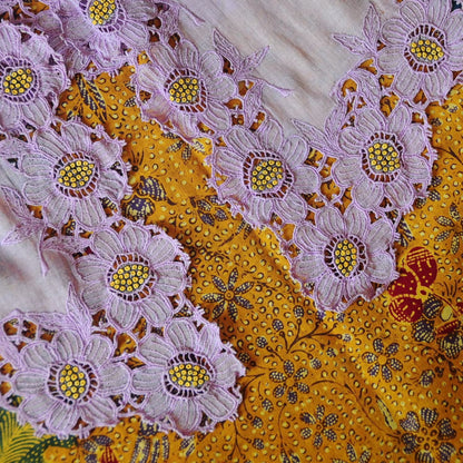 Vintage Purple Indonesian Kebaya with Zinnia Flower Embroidery