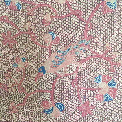 Vintage Indonesian Hand Drawn Javanese Shawl Gringsing Banyumas with Scales and Floral Motif