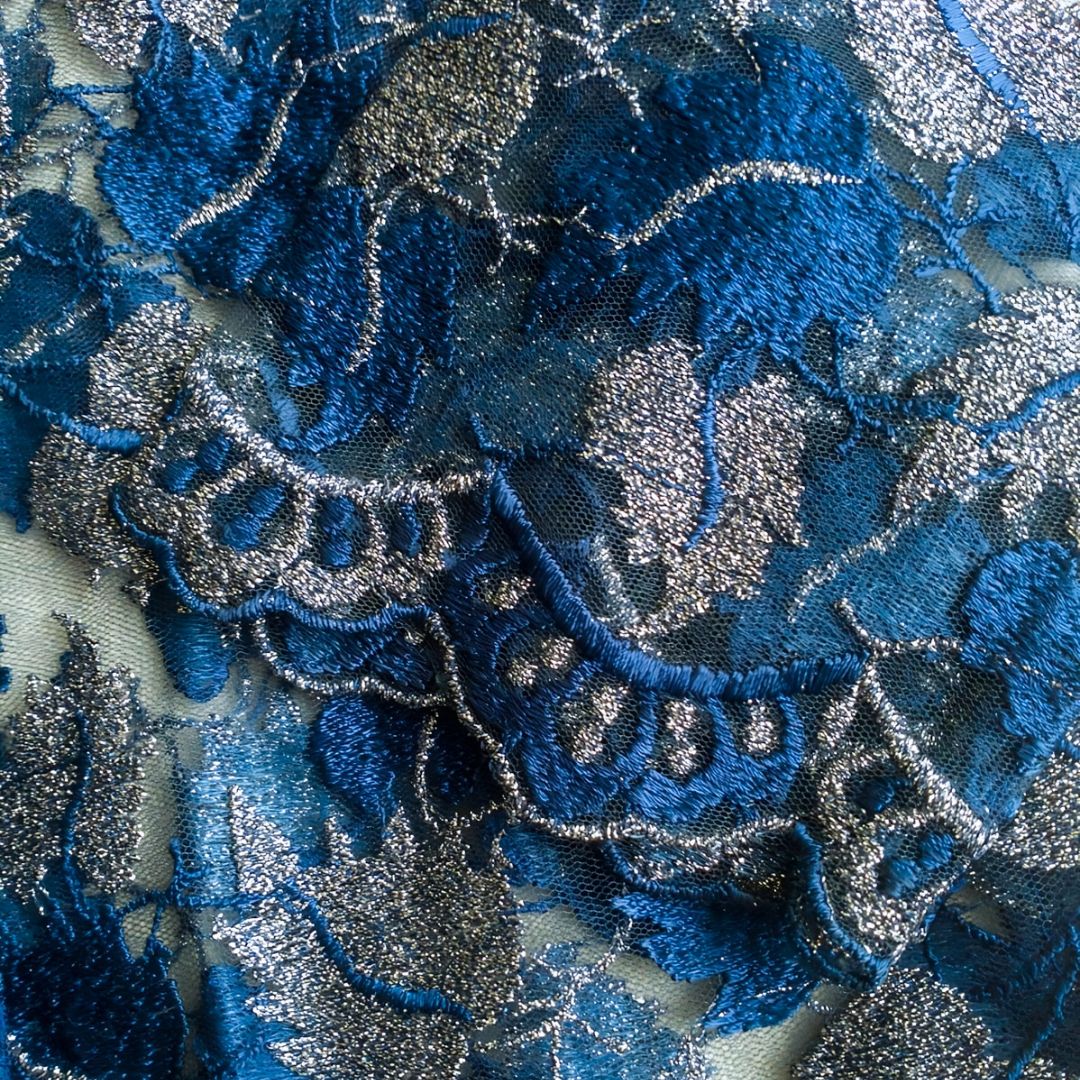 Vintage Silver Blue Kebaya Lace