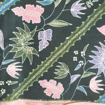 Vintage Indonesian Flower Lereng Green Pink Blue Batik Kain