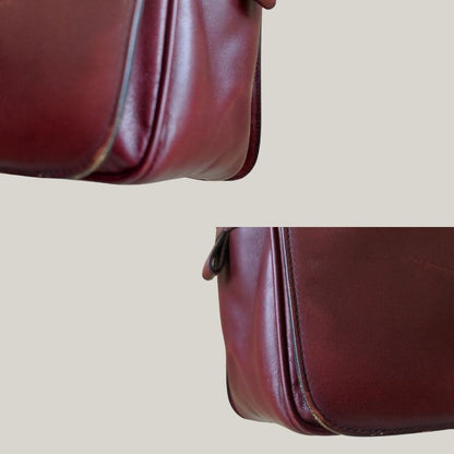 Vintage Female Business Bordeaux Leather Hand Bag