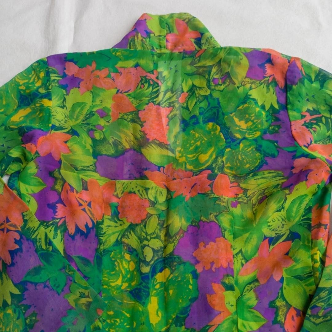 Vintage Green Purple Floral Kebaya Kutubaru