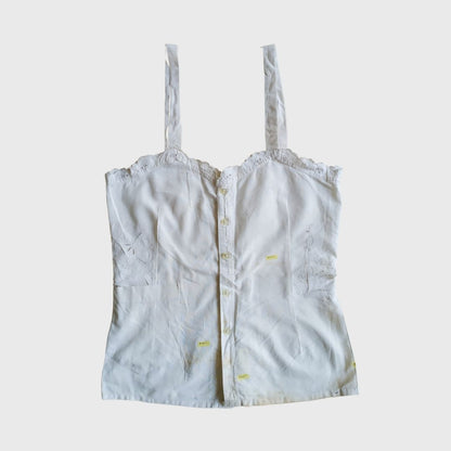 Vintage Broken White Simple Kerancang Embroidery Camisole