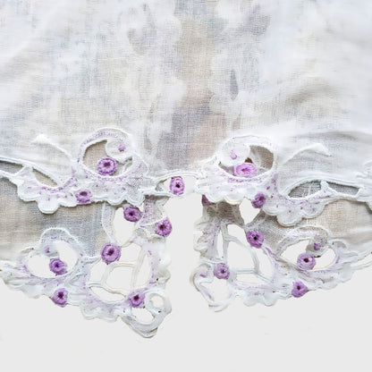 Vintage Broken White with Purple Embroidery Encim Kebaya