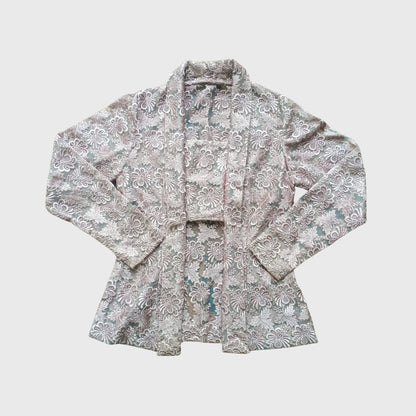 Vintage Gray Floral Kutubaru Lace Kebaya