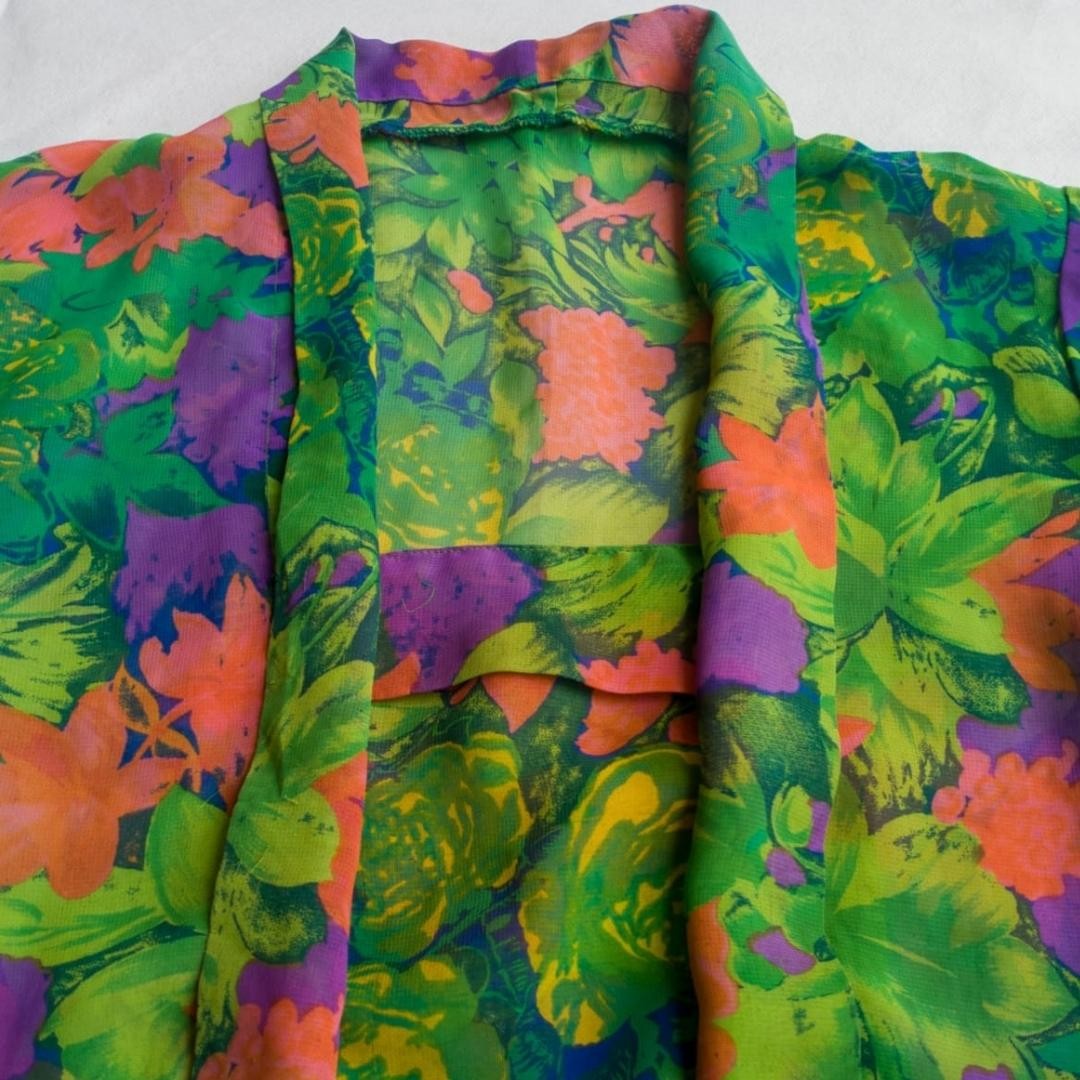 Vintage Green Purple Floral Kebaya Kutubaru