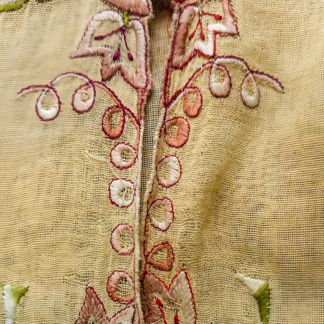 Vintage Brown Embroidery Simple Encim Kebaya