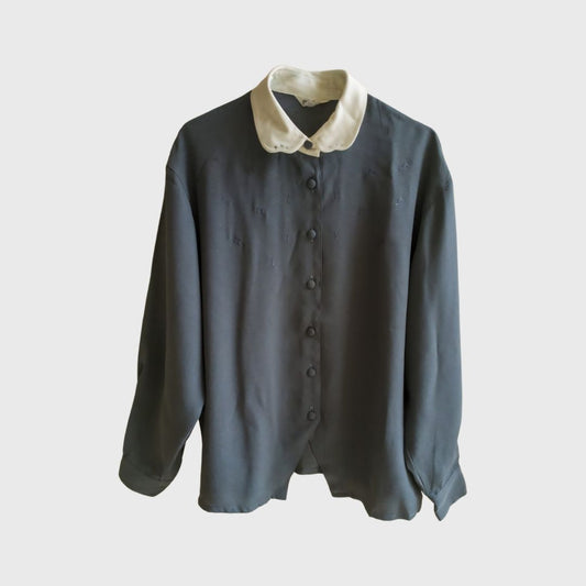 Vintage Two Tones Gray Blouse