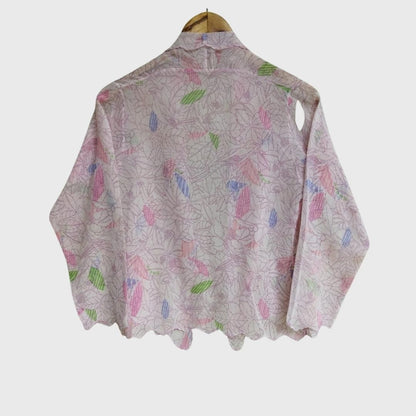 Vintage Floral Cotton Encim Kebaya In Pink