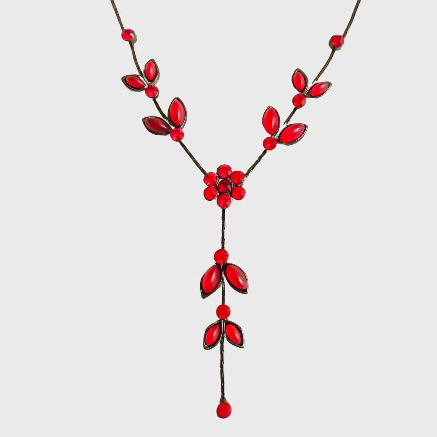 Red Necklace with Flowers Shapes