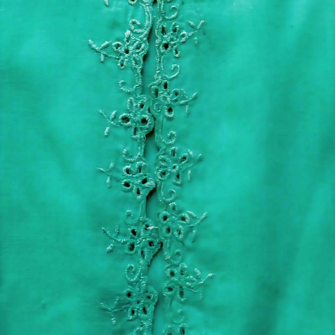 Vintage Mint Green Poly Simple Encim Kebaya