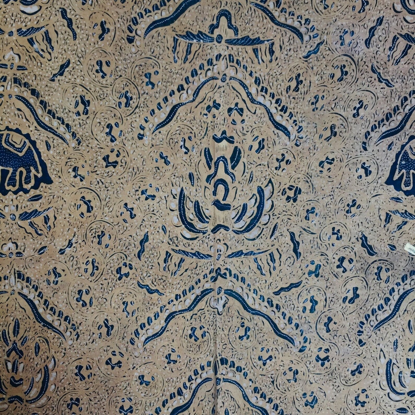 Old Indonesian Hand Drawn Batik with Elephant (Gajah Birowo/Noble Elephant) in natural Sogan Color