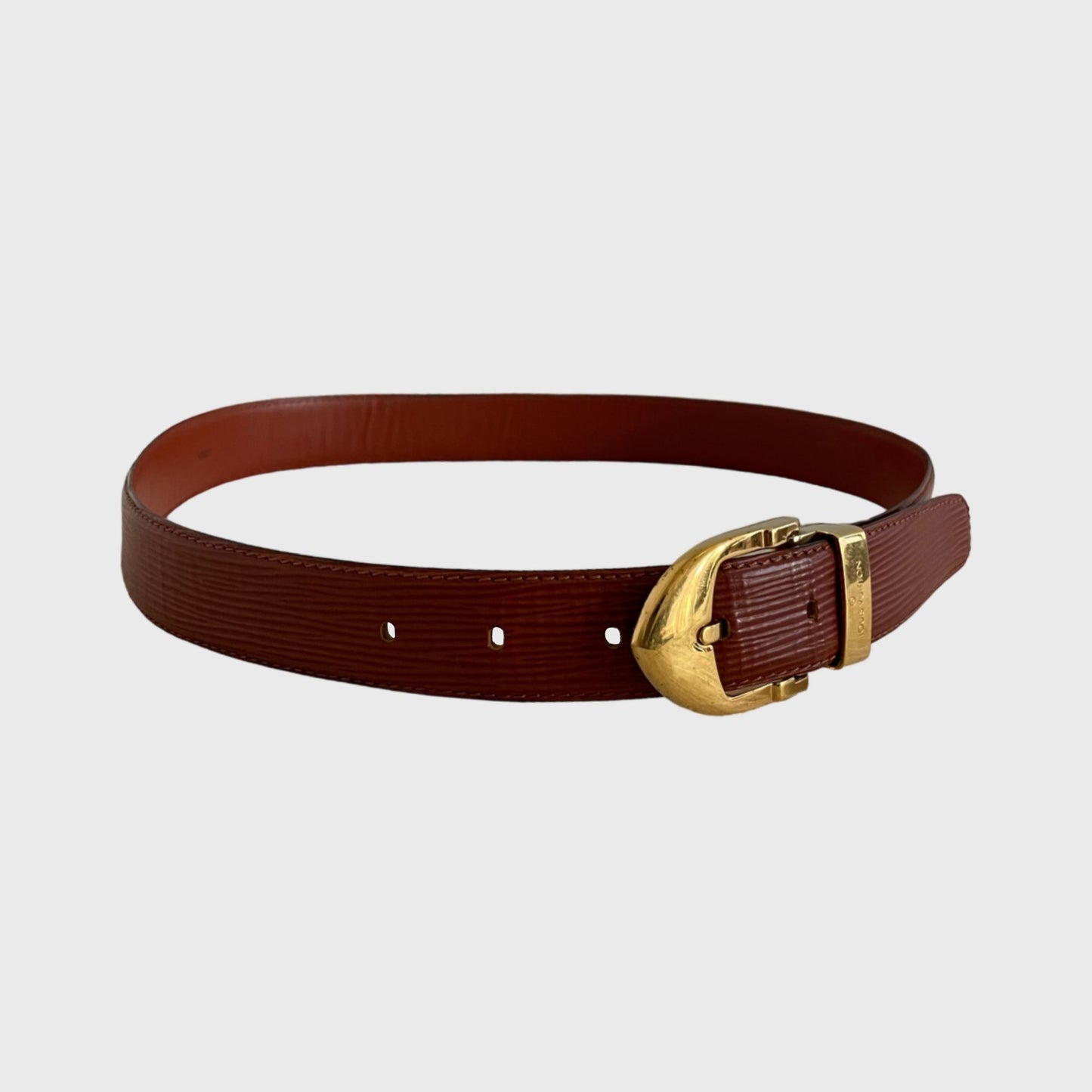 1995 Cipango Gold Tone Brown Leather Belt