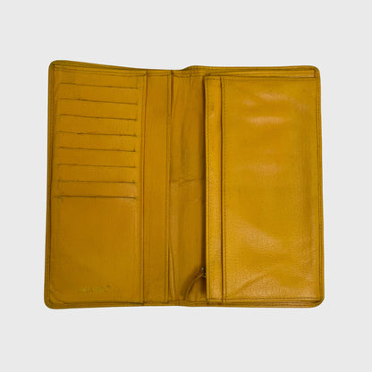 Vintage Slim Yellow Leather Long Wallet