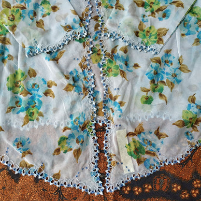 Vintage Blue Green Floral Embroidered Kebaya