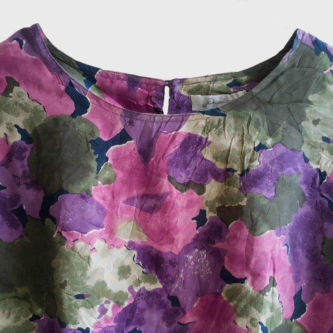 Vintage Purple Floral Blouse Retro Style & Timeless Charm