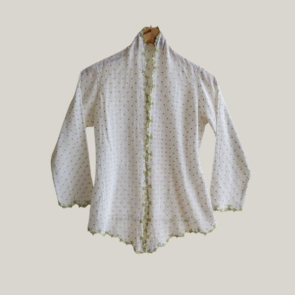 Vintage White With Square Texture Encim Kebaya