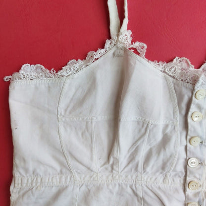 Indonesian Vintage Camisole in White with Kerancang Embroidery