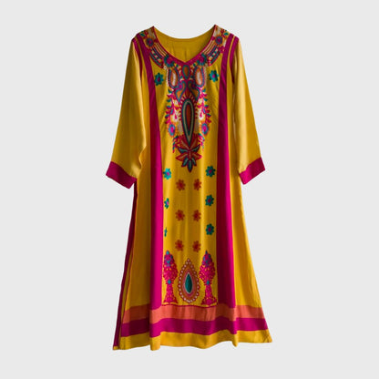 Vintage Yellow Indian Dress