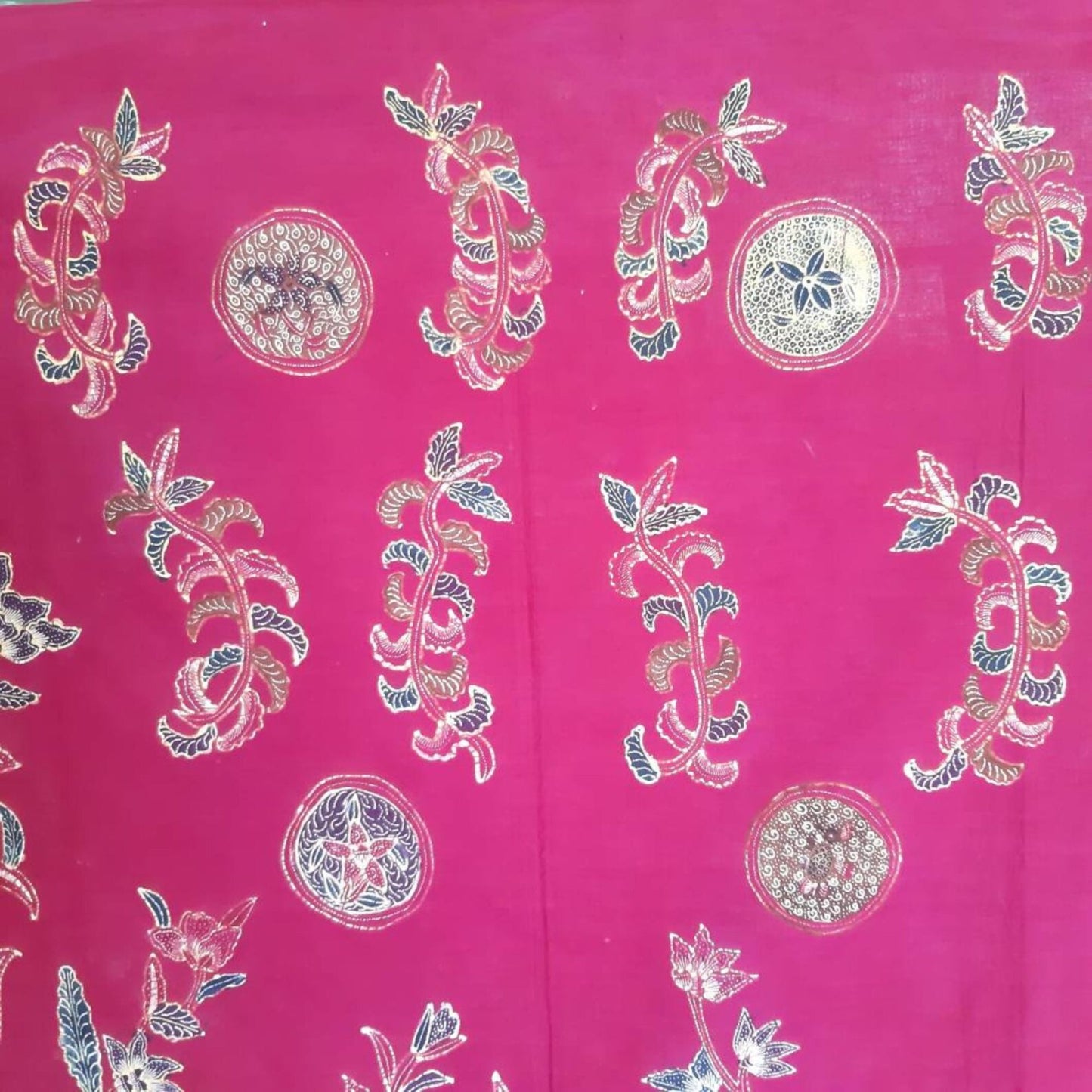 Vintage Indonesian Hand Drawn Day and Night Batik Pekalongan with Floral Motifs Saroong